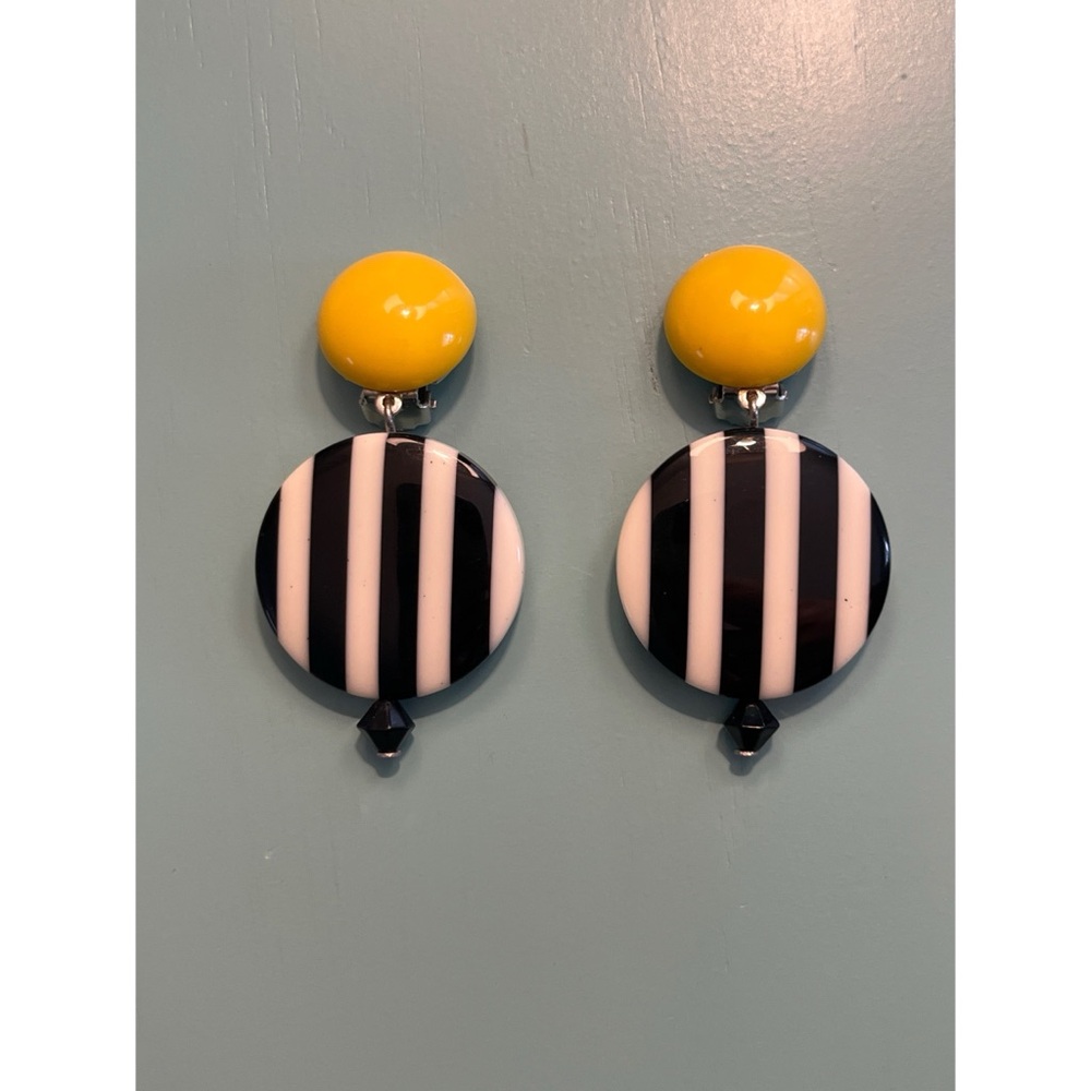 Angela Caputi Vintage Bold Dangle Resin Clip Earrings